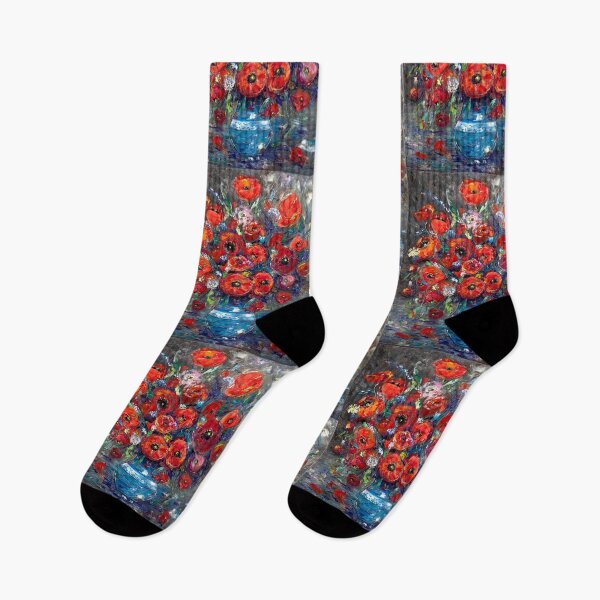 Artikelvorschau, Mohnblumen in einer blauen Glasvase entworfen und verkauft von Natalia_Shchip.