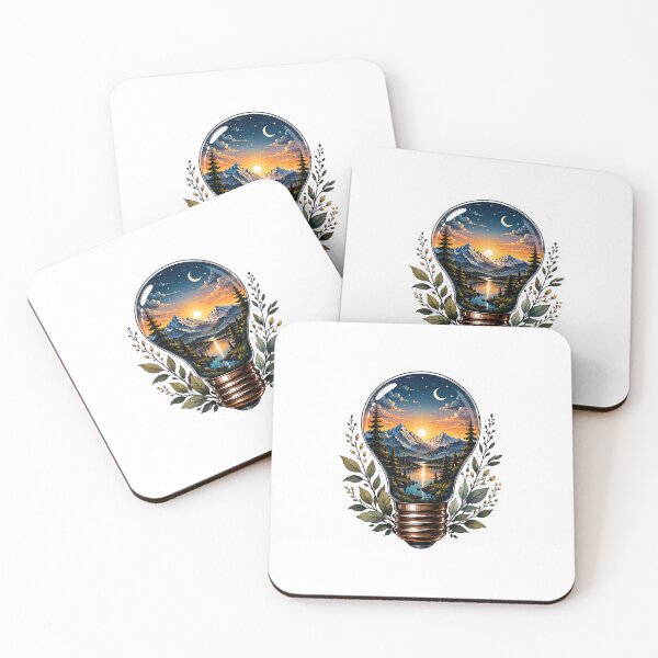 Item preview, Mountain Landscape Lightbulb Sticker | Dreamy Nature Adventure Art designed and sold by PopStickerLab22.