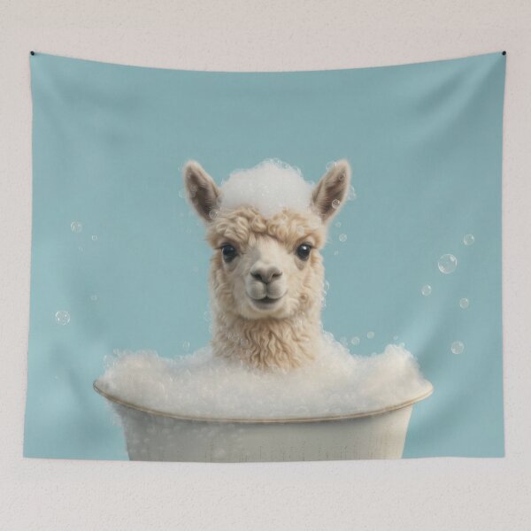 Item preview, Baby Llama Bubble Bath Cute Nursery Bathroom Wall Art designed and sold by LazyOwlStore.