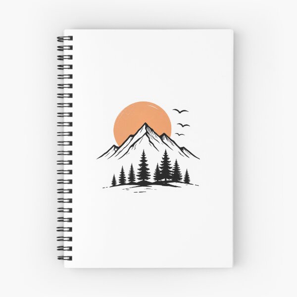 Item preview, Minimalist Mountain Sunset Sticker | Scandinavian Nature Adventure Art designed and sold by PopStickerLab22.