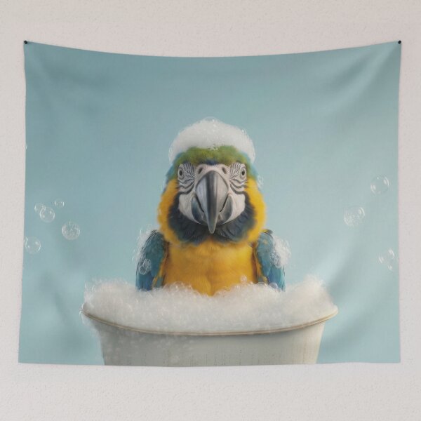 Item preview, Baby Macaw Bubble Bath Cute Nursery Bathroom Wall Art designed and sold by LazyOwlStore.