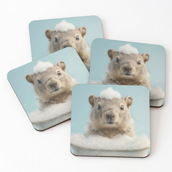 Item preview, Baby Marmot Bubble Bath Cute Nursery Bathroom Wall Art designed and sold by LazyOwlStore.
