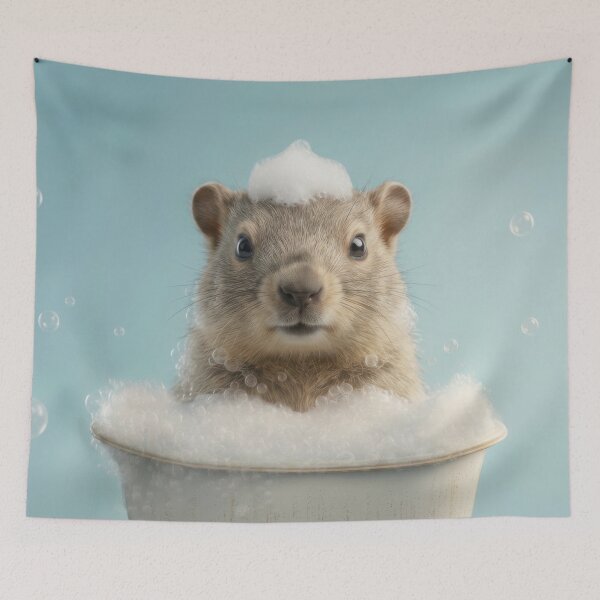 Item preview, Baby Marmot Bubble Bath Cute Nursery Bathroom Wall Art designed and sold by LazyOwlStore.