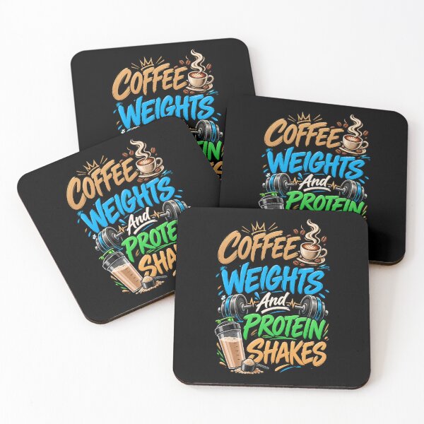 Item preview, Coffee Weights and Protein Shakes – Funny Gym Fitness Workout designed and sold by drawwiika+44.