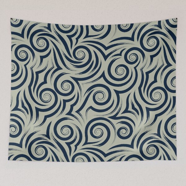 Item preview, Abstract Indigo Blue Swirl Wave Seamless Pattern designed and sold by ​Jyoti Digital Artist.