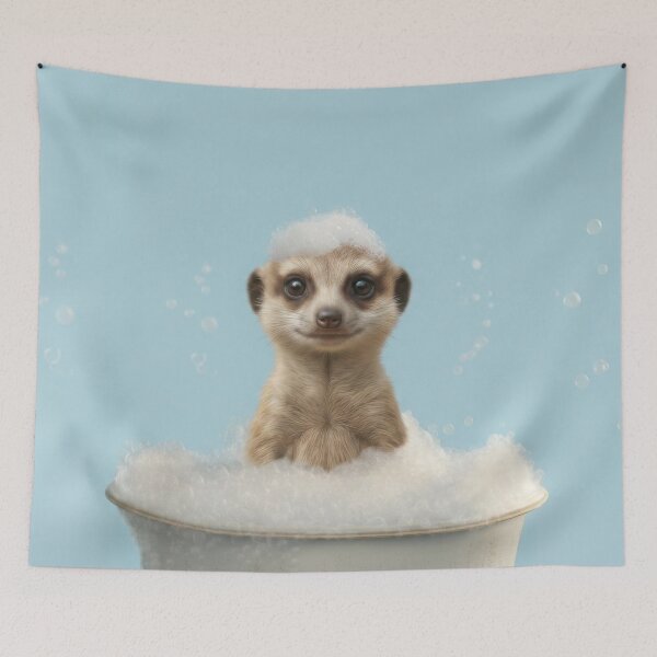 Item preview, Baby Meerkat Bubble Bath Cute Nursery Bathroom Wall Art designed and sold by LazyOwlStore.
