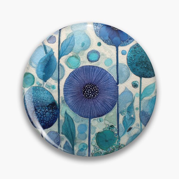 Item preview, Flowers in shades of blue and green designed and sold by anytka.