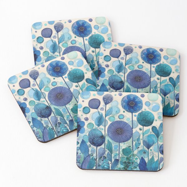 Item preview, Flowers in shades of blue and green designed and sold by anytka.