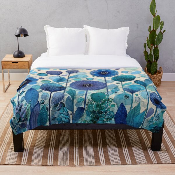 Item preview, Flowers in shades of blue and green designed and sold by anytka.
