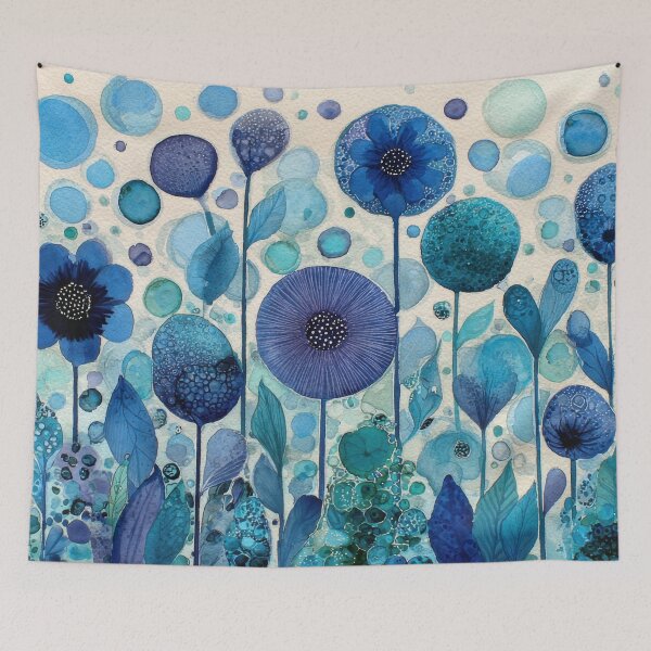 Item preview, Flowers in shades of blue and green designed and sold by anytka.