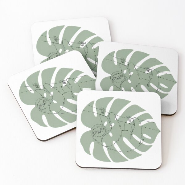 Item preview, Sloth on Monstera Leaf Boho Line Art Animal Gift designed and sold by GTFullShop.