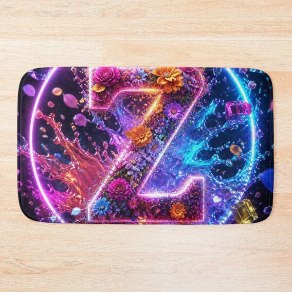 Item preview, Floral Letter Z Neon Splash – Colorful Abstract Fantasy Comforter & Shower Curtain Design. designed and sold by fbtrisha.