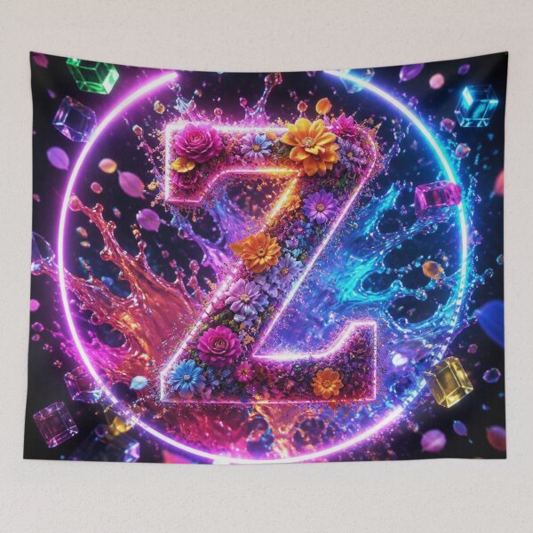 Item preview, Floral Letter Z Neon Splash – Colorful Abstract Fantasy Comforter & Shower Curtain Design. designed and sold by fbtrisha.