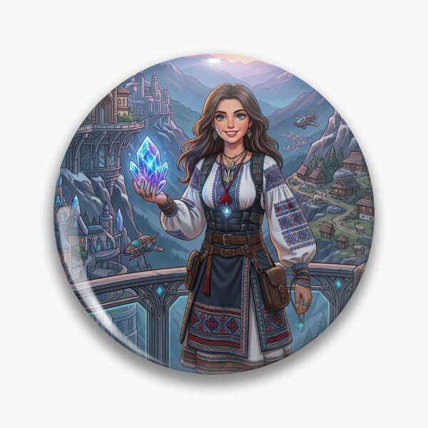 Item preview, Futuristic Ukraine Carpathian Sorceress with Glowing Crystal Art designed and sold by ElenMart.