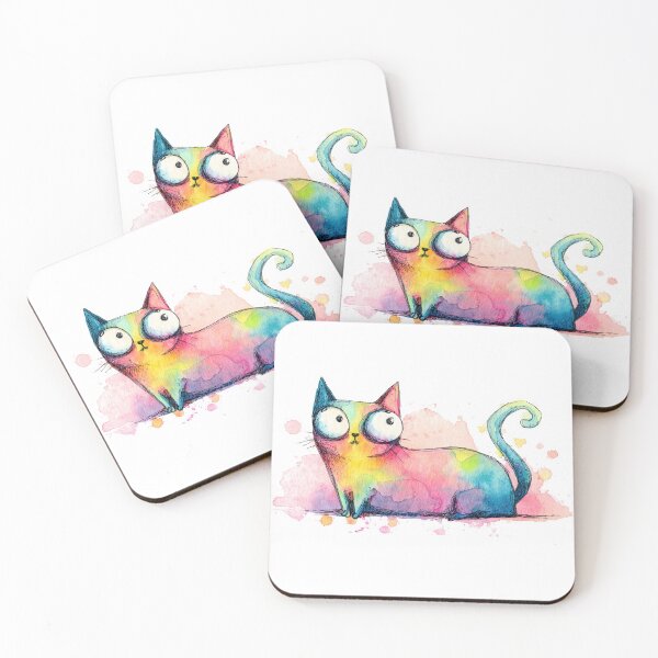 Item preview, Cute cat drawing with bright colors designed and sold by anytka.