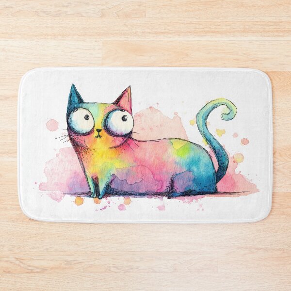 Item preview, Cute cat drawing with bright colors designed and sold by anytka.