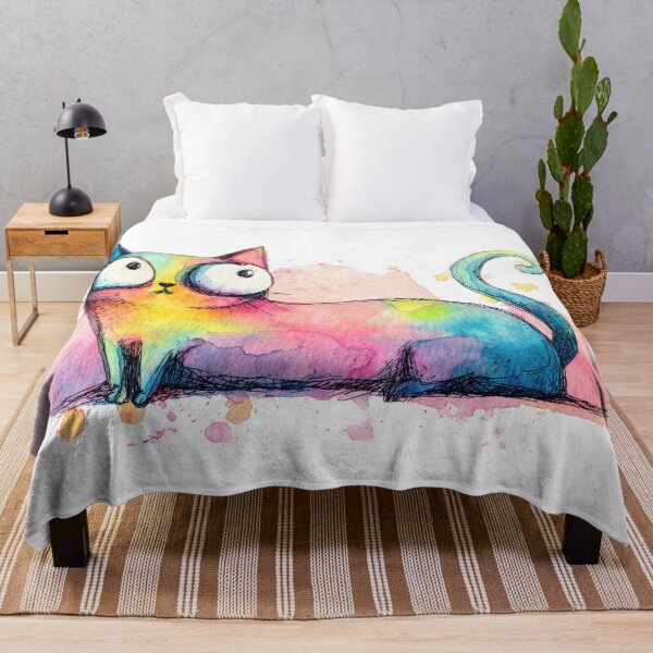 Item preview, Cute cat drawing with bright colors designed and sold by anytka.