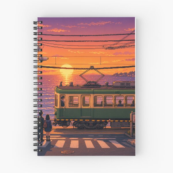 Item preview, Kamakura Sunset Train Pixel Art designed and sold by sabusabu78.