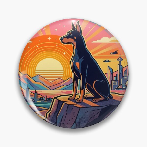 Item preview, Surreal Doberman Futuristic City Sunset Illustration designed and sold by Dogandesighn.