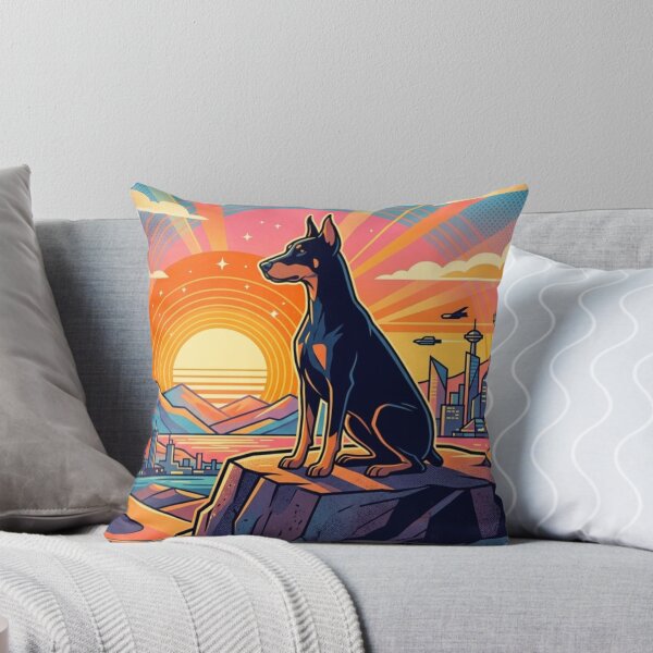 Item preview, Surreal Doberman Futuristic City Sunset Illustration designed and sold by Dogandesighn.