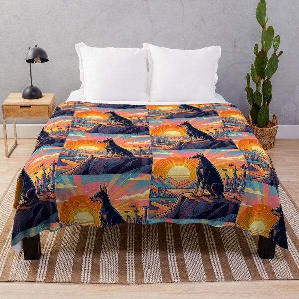Item preview, Surreal Doberman Futuristic City Sunset Illustration designed and sold by Dogandesighn.