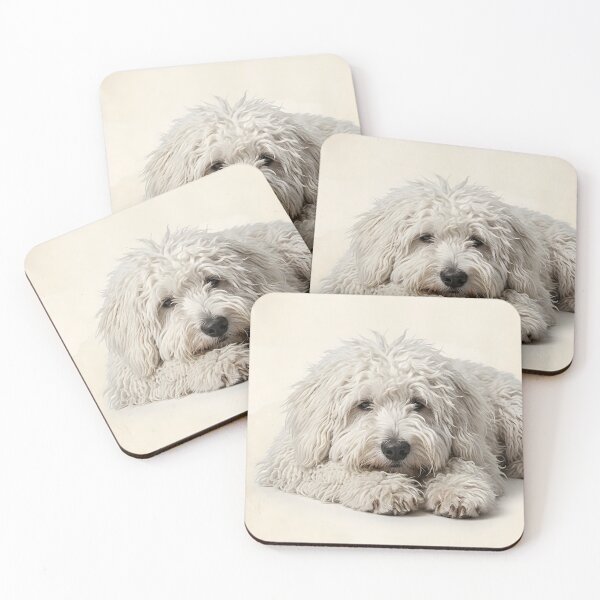 Item preview, Sleepy White Puli Dog Portrait – Lazy Hungarian Sheepdog Art – Puli Lover Gift designed and sold by QuietWallStudio.