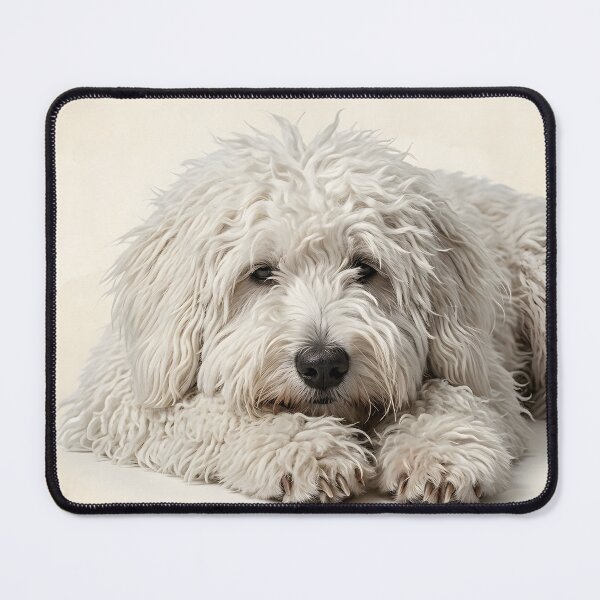 Item preview, Sleepy White Puli Dog Portrait – Lazy Hungarian Sheepdog Art – Puli Lover Gift designed and sold by QuietWallStudio.