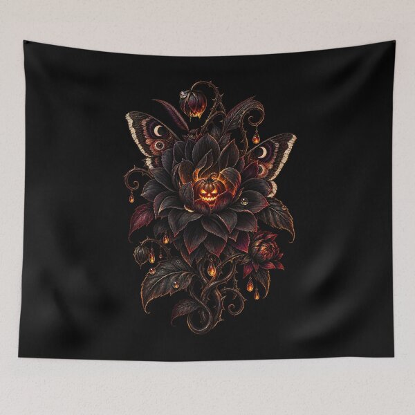 Item preview, Gothic Botanical Pumpkin Halloween Art designed and sold by FreshPixelArt.