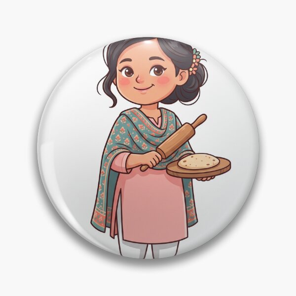 Item preview, Cute Mom Making Roti - Cute Desi Cooking Vector Illustration designed and sold by KaleeDesigns.
