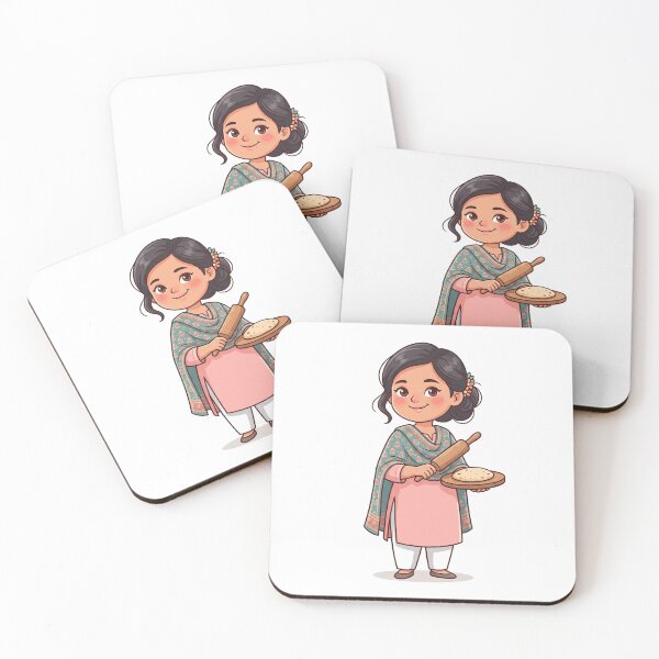 Item preview, Cute Mom Making Roti - Cute Desi Cooking Vector Illustration designed and sold by KaleeDesigns.