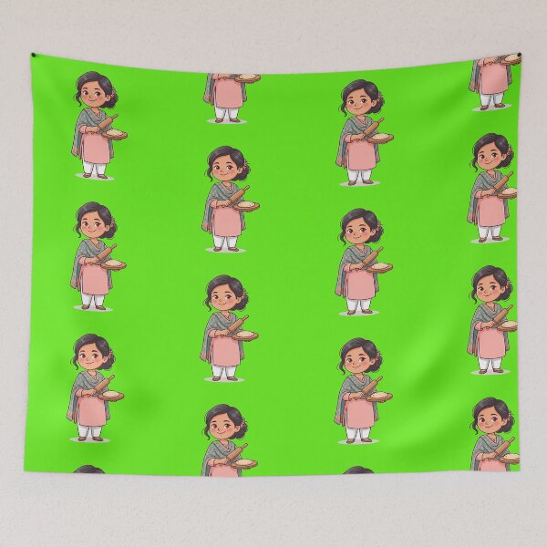 Item preview, Cute Mom Making Roti - Cute Desi Cooking Vector Illustration designed and sold by KaleeDesigns.