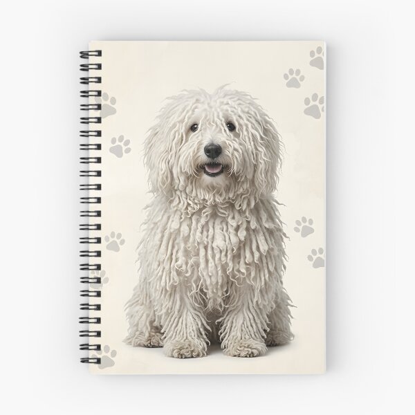 Item preview, Happy White Puli Dog Portrait – Hungarian Sheepdog Sitting – Puli Lover Gift designed and sold by QuietWallStudio.