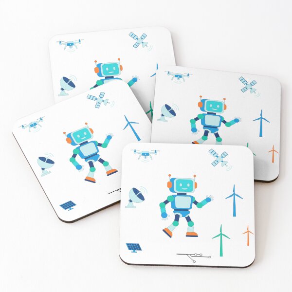 Item preview, Cute Robot with Green Energy and Technology Elements Sticker Pack designed and sold by ElenMart.