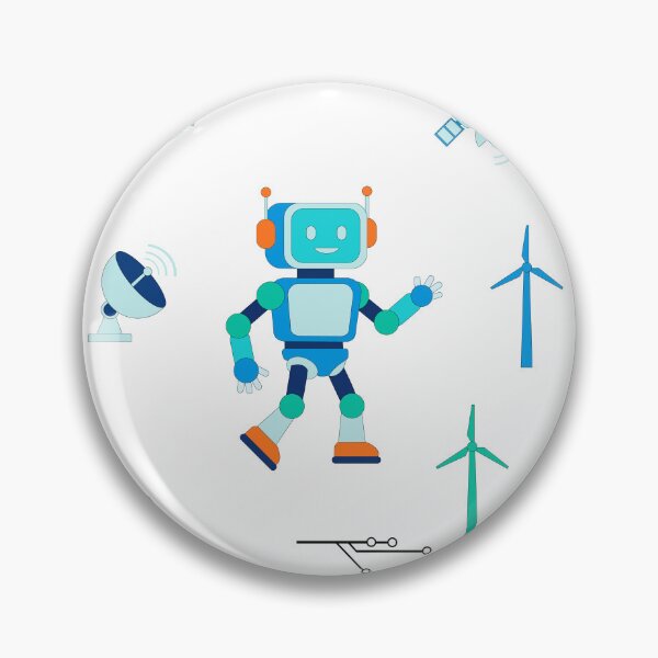 Item preview, Cute Robot with Green Energy and Technology Elements Sticker Pack designed and sold by ElenMart.