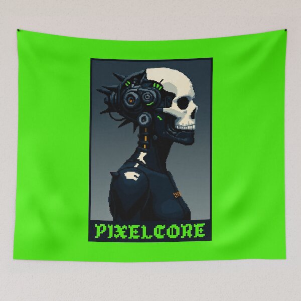 Item preview, Cyberpunk Android Cyborg Skull Robot Pixel Art {PIXELCORE} designed and sold by PIXELCORE-TEE.