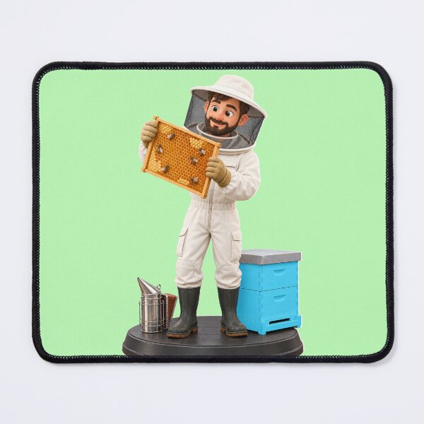 Item preview, Professional Beekeeper 3D Cartoon Character with Blue Hive designed and sold by libanmax.