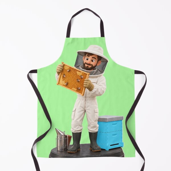 Item preview, Professional Beekeeper 3D Cartoon Character with Blue Hive designed and sold by libanmax.