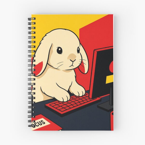Item preview, Holland Lop Bunny at Work – Surreal Cartoon Illustration designed and sold by Dogandesighn.