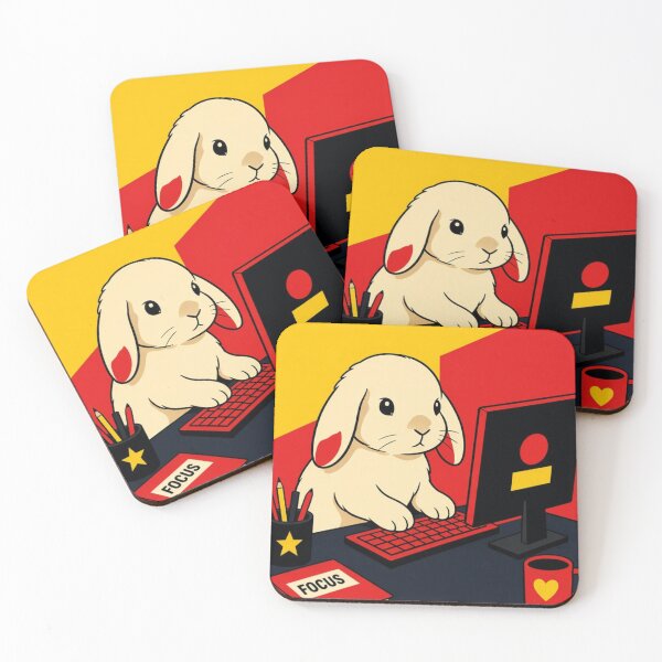 Item preview, Holland Lop Bunny at Work – Surreal Cartoon Illustration designed and sold by Dogandesighn.