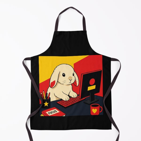 Item preview, Holland Lop Bunny at Work – Surreal Cartoon Illustration designed and sold by Dogandesighn.