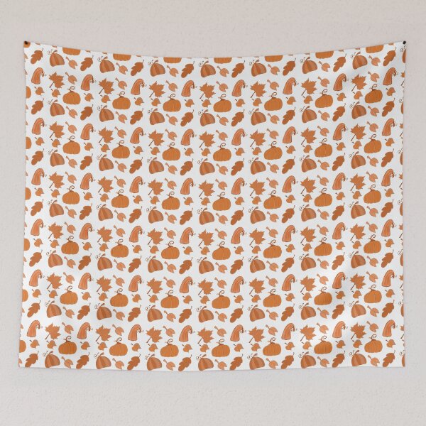 Item preview, Seamless autumn pumpkin and fall leaves pattern designed and sold by TaniaArtDesign.