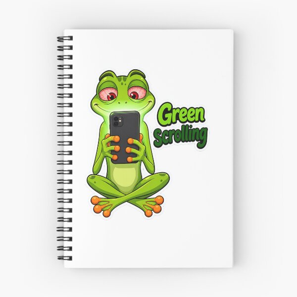 Item preview, Green Scrolling Frog – Tired Cartoon Phone Frog designed and sold by Halbeskilo.