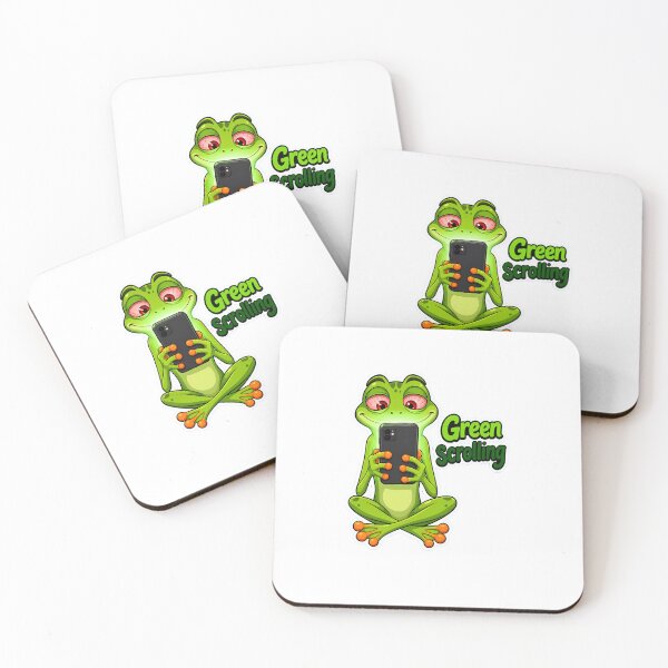 Item preview, Green Scrolling Frog – Tired Cartoon Phone Frog designed and sold by Halbeskilo.