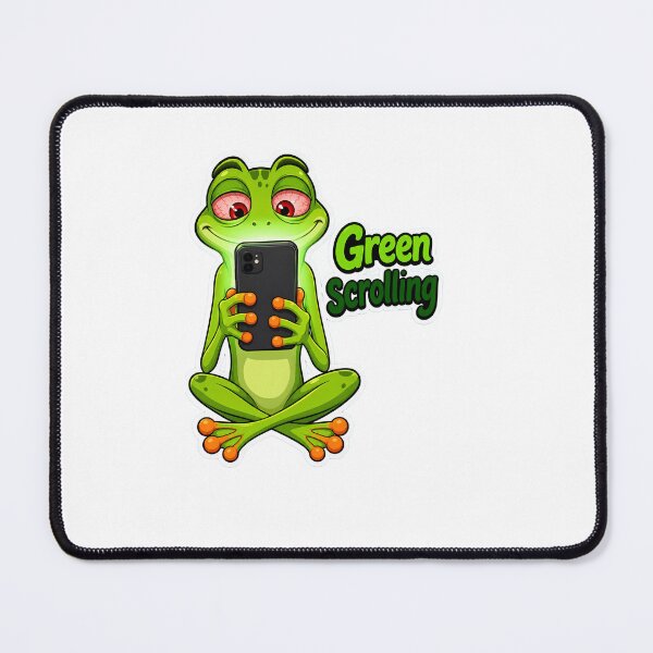 Item preview, Green Scrolling Frog – Tired Cartoon Phone Frog designed and sold by Halbeskilo.