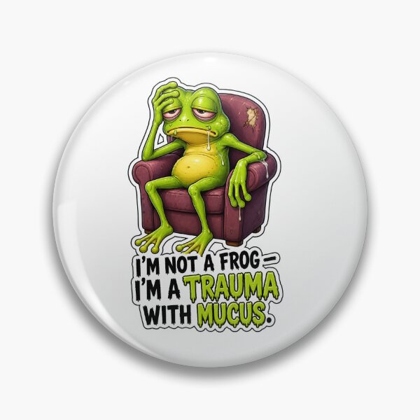 Item preview, Trauma Frog – Tired Cartoon Frog in Armchair designed and sold by Halbeskilo.