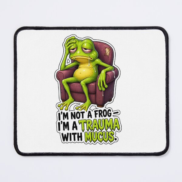 Item preview, Trauma Frog – Tired Cartoon Frog in Armchair designed and sold by Halbeskilo.