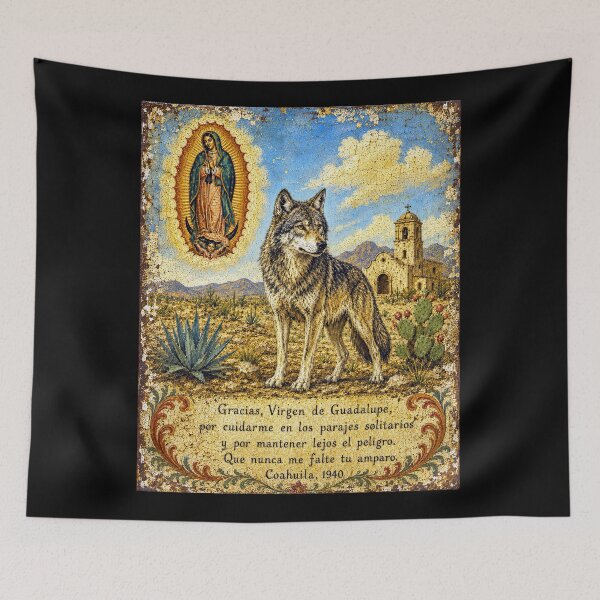 Item preview, Desert Wolf Mexican Ex-Voto Folk Art designed and sold by newnomads-art.