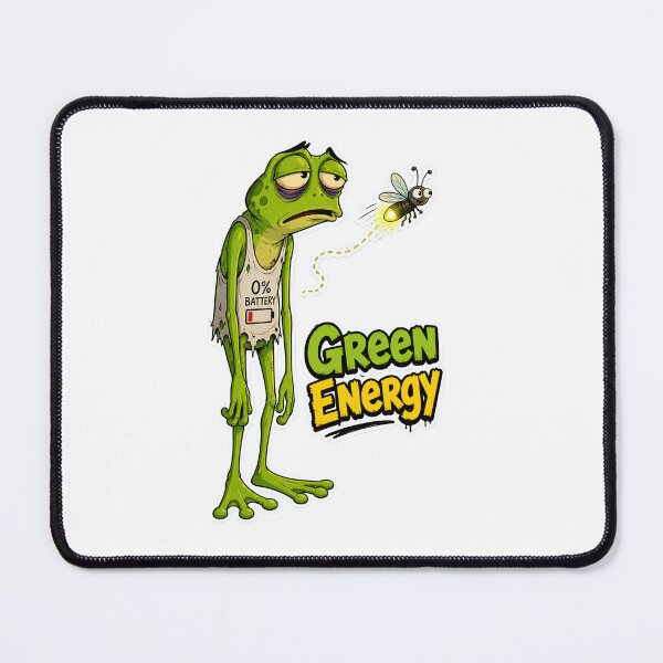 Item preview, Green Energy Frog – 0% Battery Cartoon designed and sold by Halbeskilo.