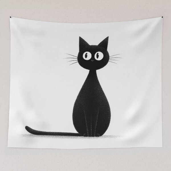 Item preview, Black cat standing with big eyes designed and sold by anytka.