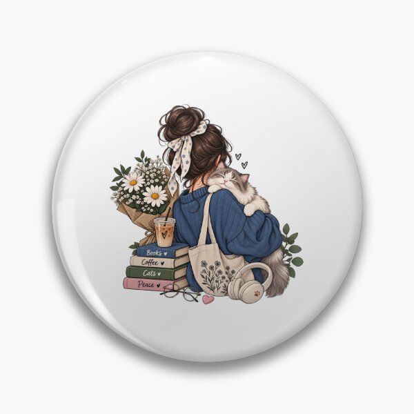 Item preview, Cozy Cat Girl Aesthetic – Books, Coffee & Cats Cute Illustration designed and sold by KenjiSano.